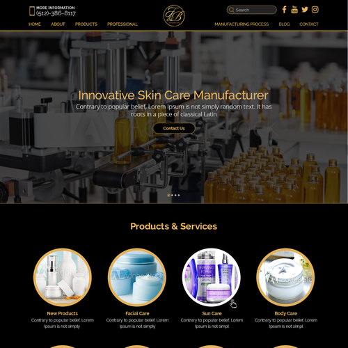 Black & gold themed website design Réalisé par Creeative !con