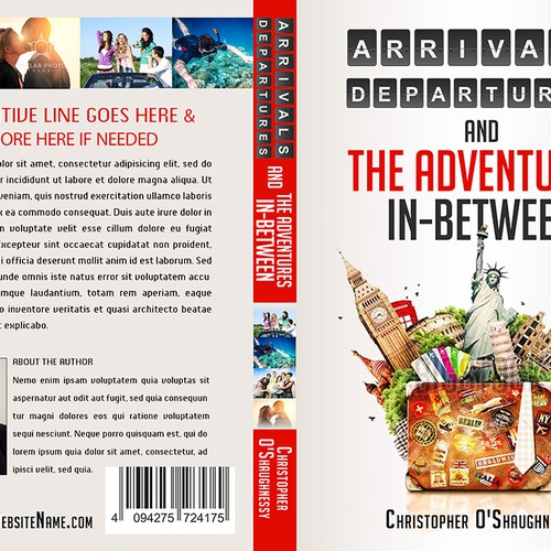 Create impactful, eye-catching book cover for "Arrivals, Departures, and the Adventures In-Between" Design by Nellista