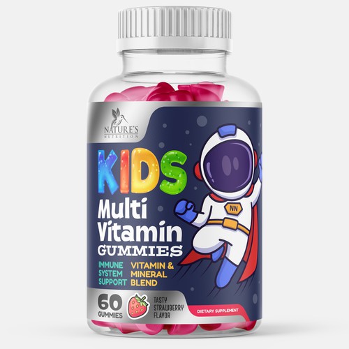 Tasty Kids Multivitamin Gummies Product Label for Nature's Nutrition Design by gs-designs