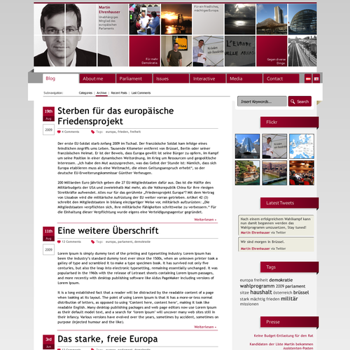 Wordpress Theme for MEP Martin Ehrenhauser Design por dsndrq