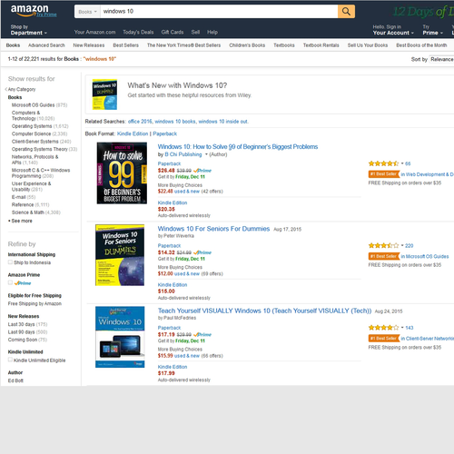 Create a *UNIQUE and BOLD Cover* for a Computer Book on Windows 10 (ebook and paperback) Design by eyereen