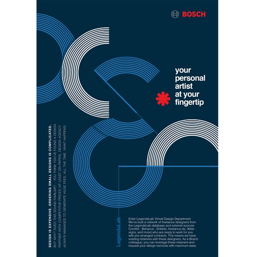 Flyer design for BOSCH; progressive service offering Design by Olivier Darbonville