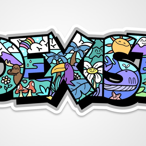 NEED FUN AND COLORFUL "COEXIST" STICKER ILLUSTRATED Design by PEDROVALERODSGN ✅