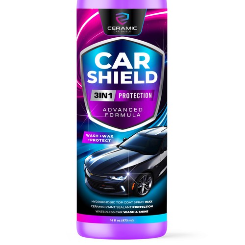 Ceramic Car Shield needs a design for its Wash, Wax, and Protect. Design réalisé par GenScythe