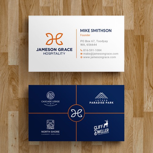 Create a modern and clean business card for a parent company with 4 subsidiaries Design by Roni_