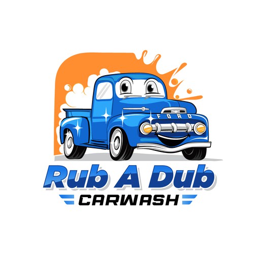 A funny logo for a tunnel carwash. Colorful. Design by Gula Jawa