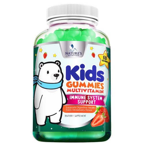 Tasty Kids Multivitamin Gummies Product Label for Nature's Nutrition Design by agooshe