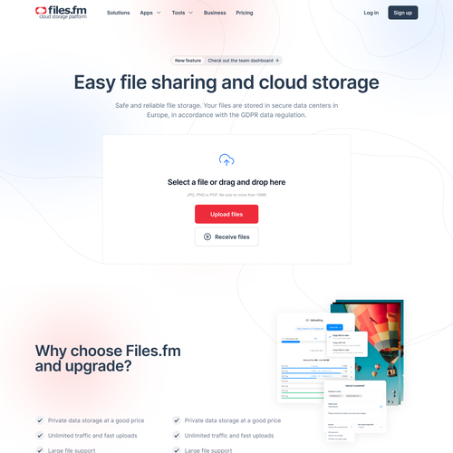 Files.fm - frontpage redesign for cloud storage website Design by almo.designer ✨