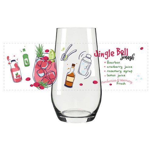 "Illustration for drinking glasses inspired by Wintery Cocktails" winning Illustration or graphics