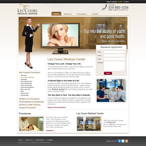 Les Cours Medical Centre needs a new website design Design by Timefortheweb