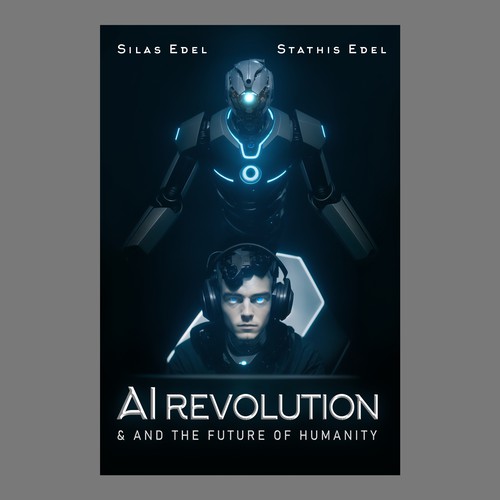 Futuristic AI Book Cover - AI vs Humans/Dark Design by Swarley Stinson