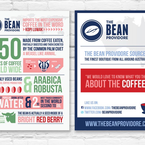 New postcard or flyer wanted for The Bean Providore Design by FaFarikula