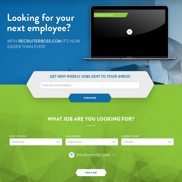 Landing page design for Recruiterboss