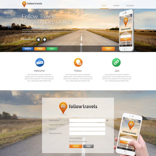 Follow Travels web and app design