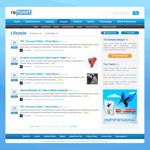 RETWEET.COM  Design von Ridilla