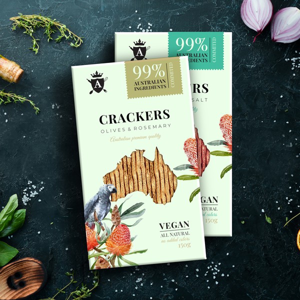 Lavosh Crackers packaging.
