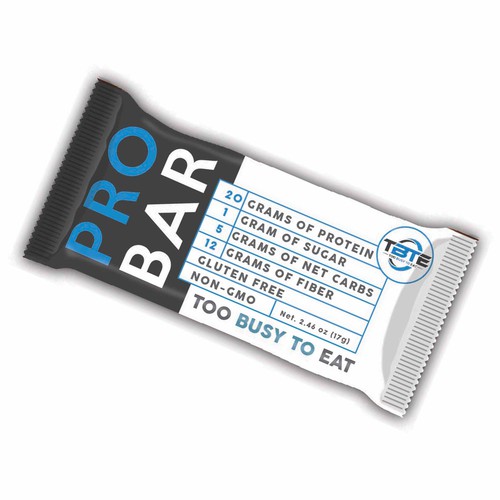 Design a unique protein bar wrapper for Too Busy To Eat Design by bow wow wow