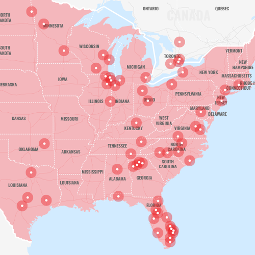 Design a coverage map for an eCommerce brand's authorized installers Design by Dnylo