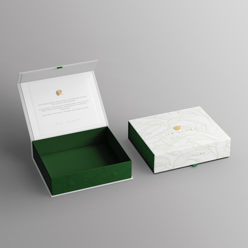 Unique discovery/gift set box design for ultra luxe aroma oil set Design by Bloom Graphic