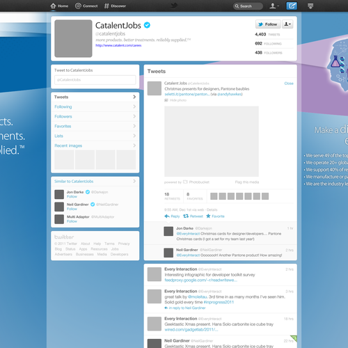 Twitter Background for F1000 global pharma company Diseño de SRSgraphicdesign