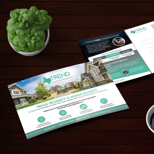 Catchy postcard designs that appeal to investment property owners -refer to our website for content Ontwerp door Tanny Dew ❤︎