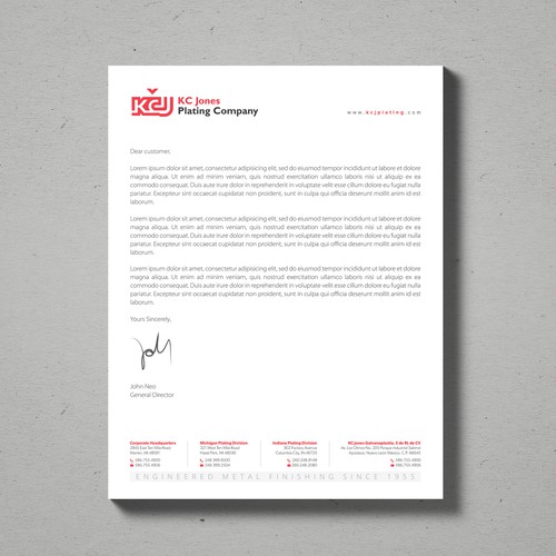 Designs | KC Jones Plating Letter Head | Stationery contest