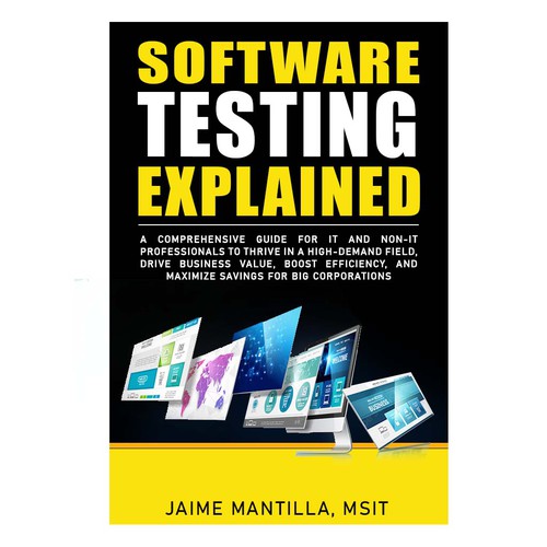 Design a clean/modern book cover for my software testing book Design by BDTK