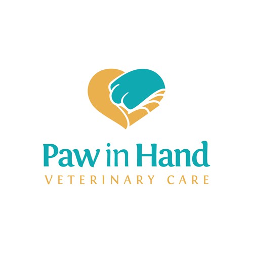 Small Vet Clinic needs a logo that expresses the human-animal bond: Paw in Hand Design by danoveight