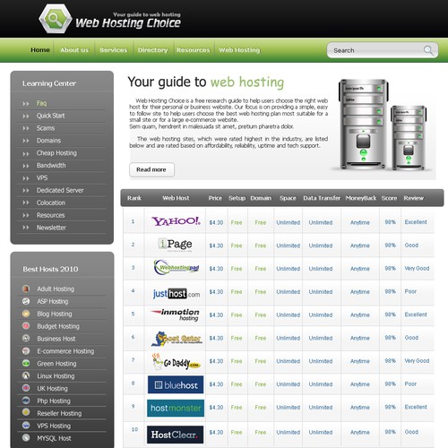 Redesign WebHostingChoice.com Design by peridot