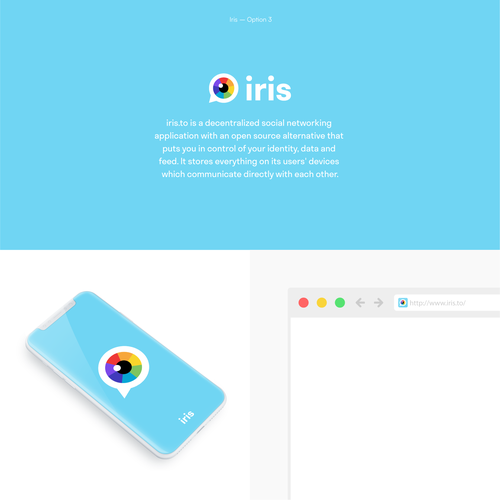 Logo for Iris, the decentralized alternative to social media giants Design by Alex Pi