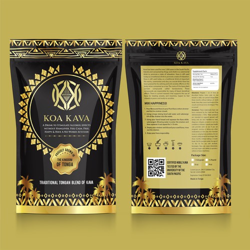 We need a powerful design for our Amazing Kava powder. Design by Web Hub Solution