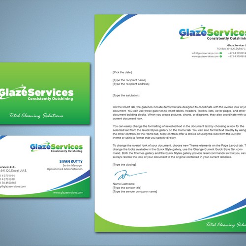 Create the next stationery for Glaze Services Réalisé par Tcmenk