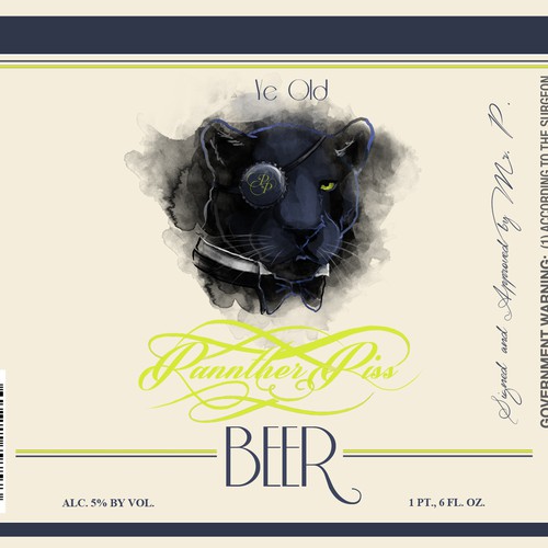 "Panther Piss" BEER Label - GuaranteedWinner - Blind, not private.   Get Pissed!   Design by Suxzero