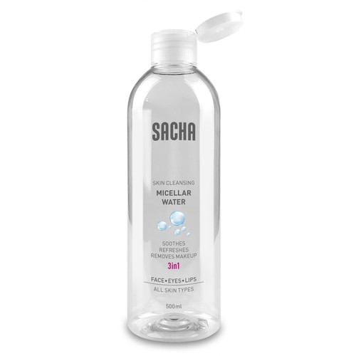 Sacha Micellar Water bottle 500ml Design by njaso