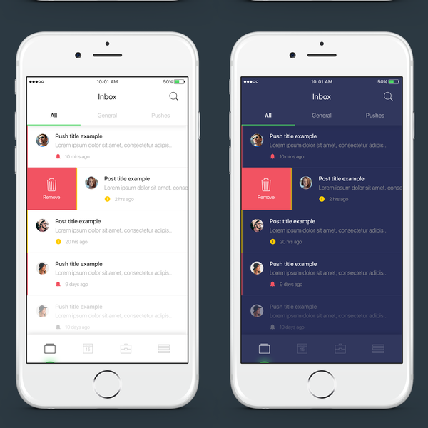 Design by Nine To Ten Studio titled "Inbox Screen Concept"