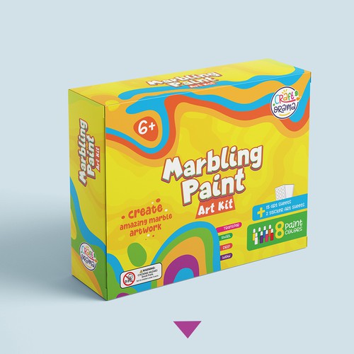 Design a colorful packaging for our new marbling paint art kit for kids Design by Noha.Akkad