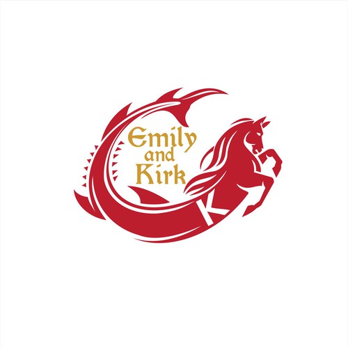 Emily and Kirk Wedding Logo Horse Fish Design by GA19