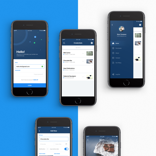 Design UI/UX for credential monitoring iOS app. Diseño de Ratko Batinic