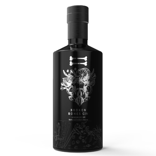Broken Bones gin bottle Design by Iztok, Ivana (IZ+IV)