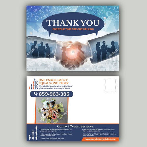 Design a thank you card for us to send to clients using our ad creative as inspiration Design by allMarv