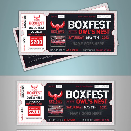 Live Boxing Event Ticket Design Design by 123Graphics