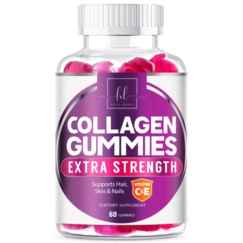 Hello Lovely needs a Collagen Gummies product label Design by agooshe