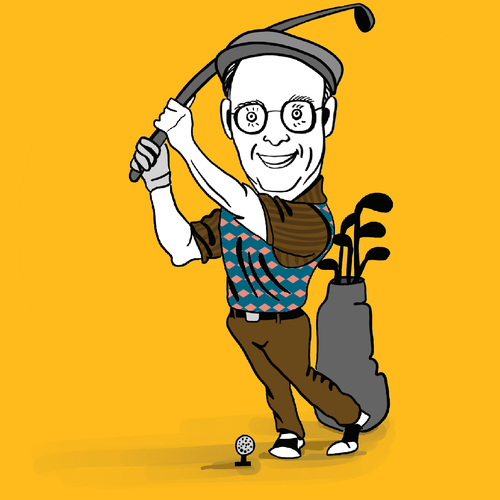 Famous Golf Caricature Design by Dina.Eid.artworks