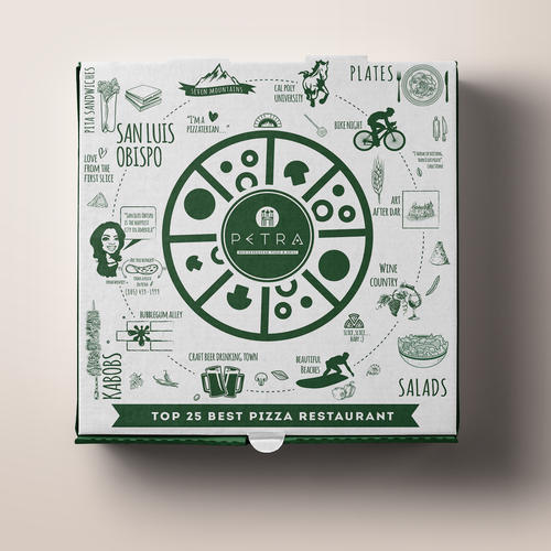 Pizza Box Design for award winning restaurant USA TODAY 'TOP 25 IN USA' Design by O_Nika Design!