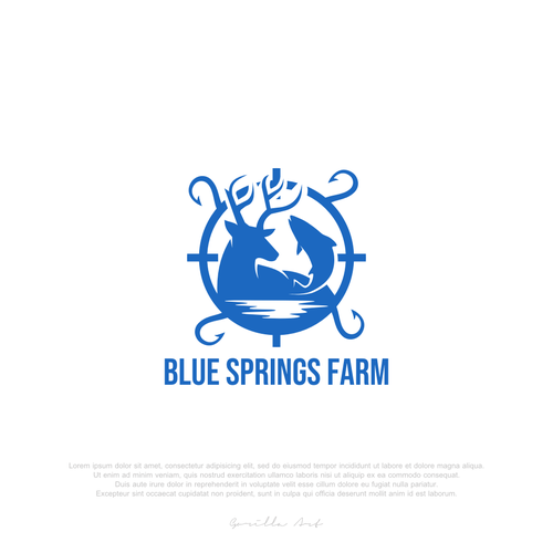 Logo for our Der hunting and bass fishing recreational farm Design by Gorilla Art ™