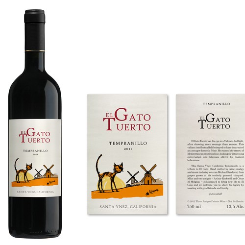 Wine Label - El Gato Tuerto Design by virunga