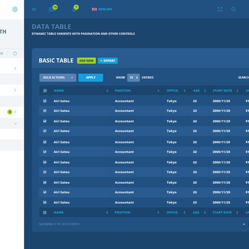 The Perfect Datatable | Web page design contest