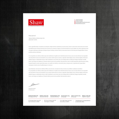 Letterhead for Divorce & Family Law Firm; Modern, Minimalist, Conservative Design Design by Felix SH