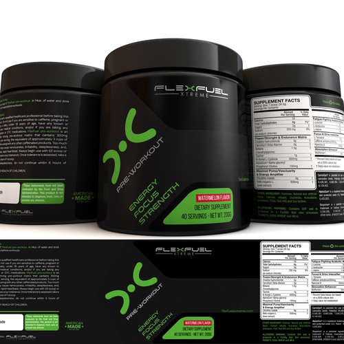Create a new generation Product label for a pre-workout powder mix drink Design by natalino