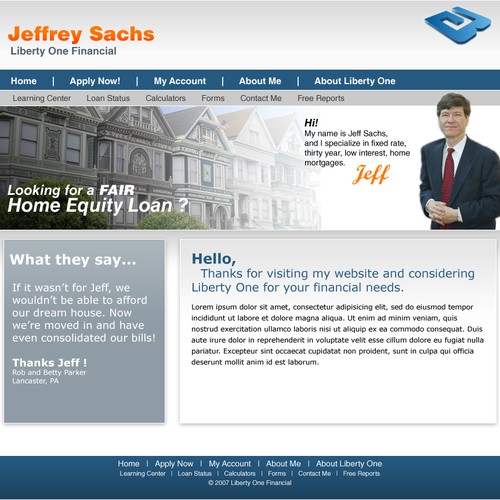 Mortgage Loan officer home page template Web page design contest